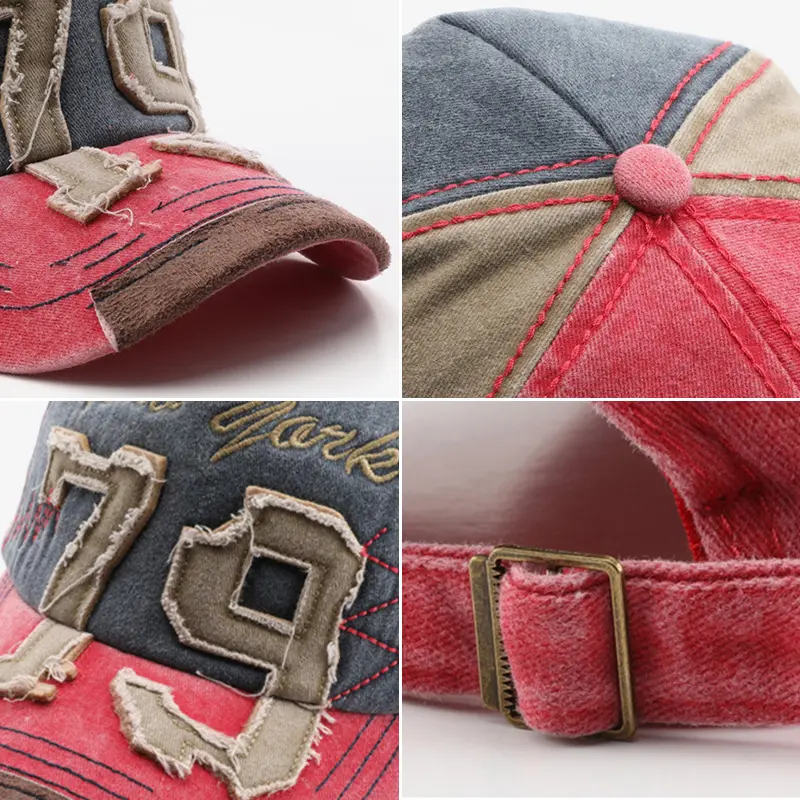 Embroidery Letter Baseball Hat Vintage Washed Cotton Snapback Cap for Men Women Versatile Summer Sports Sun Hats