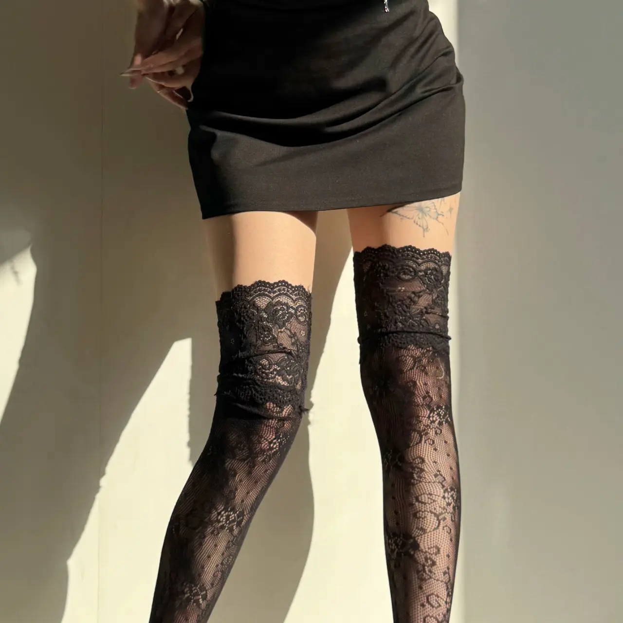 Floral Embroidered Lace Stockings for Women Hollow Out Mesh Tights Sexy Lolita Thigh High Socks Y2K Fishnet Pantyhose
