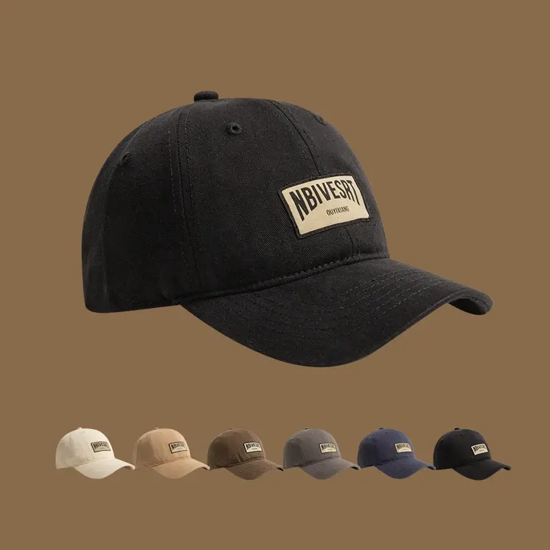 Retro Letter Men's Baseball Cap Japanese Unisex Solid Color Peaked Hat Summer Outdoor Comfortable Cotton Sun Hats