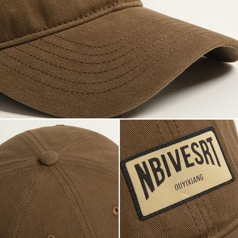 Retro Letter Men's Baseball Cap Japanese Unisex Solid Color Peaked Hat Summer Outdoor Comfortable Cotton Sun Hats
