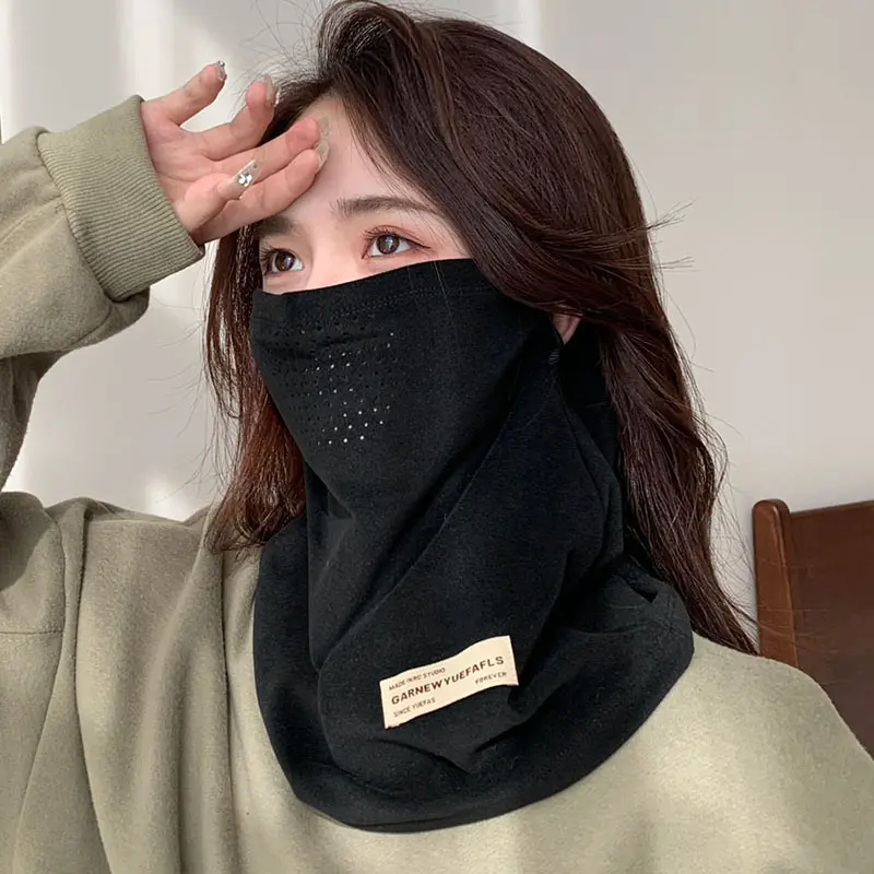 Velvet Hanging Ear Face Cover Mask for Women Men Winter Warm Scarf Solid Color Thick Cycling Face Mask Neck Warmer