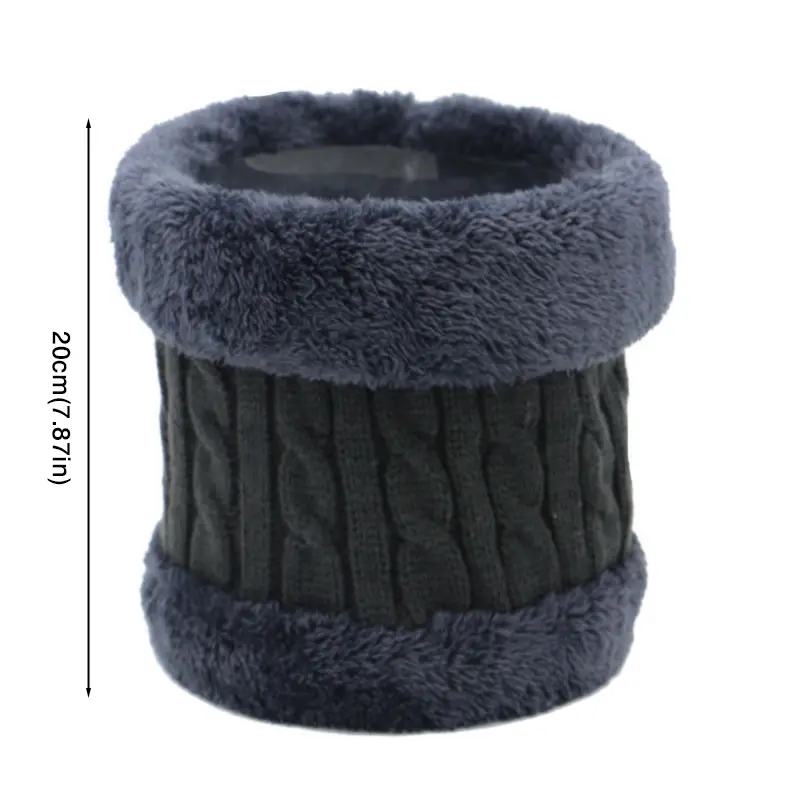 Winter Knitted Plush Scarf Warm Thicken Plush Wool Neck Warmer Solid Color Unisex Neckerchief Cold-proof Collars