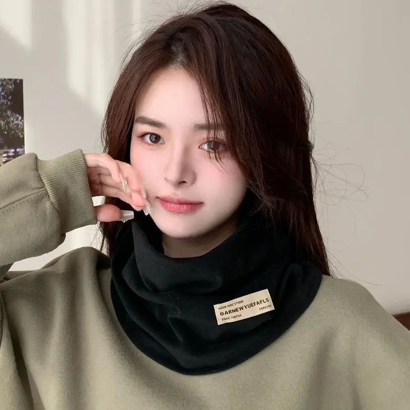 Velvet Hanging Ear Face Cover Mask for Women Men Winter Warm Scarf Solid Color Thick Cycling Face Mask Neck Warmer