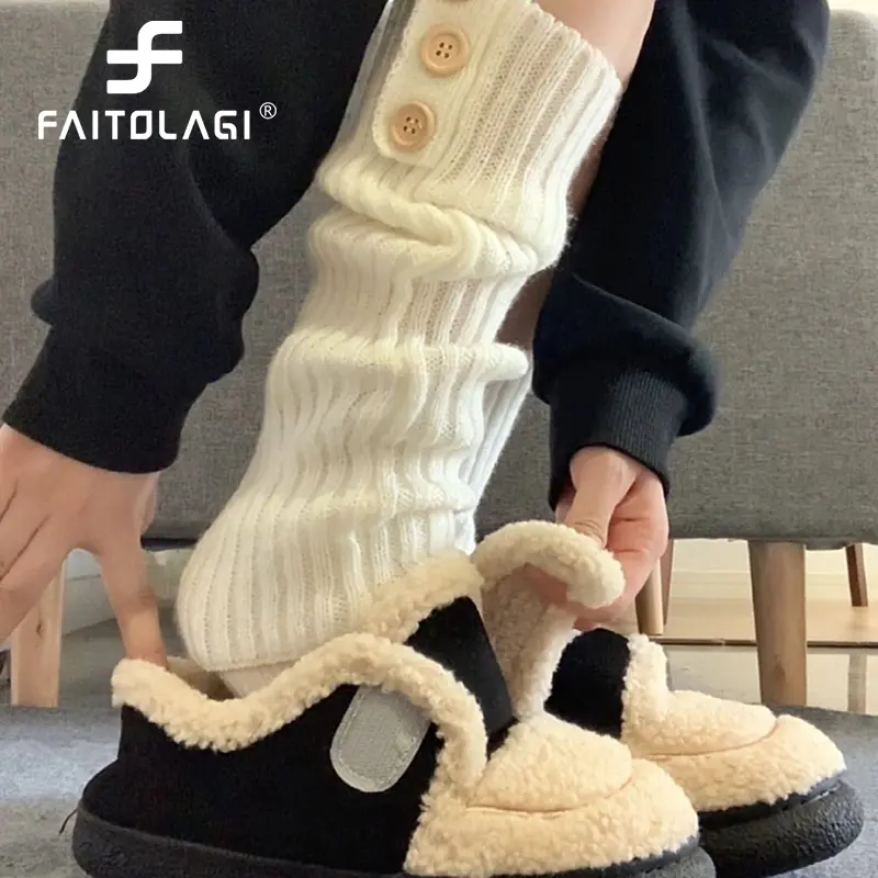 Lolita JK Leg Warmers for Women Japanese Girls Knitted Socks Autumn Winter Warm Foot Cover White Black Boot Cuffs Stockings
