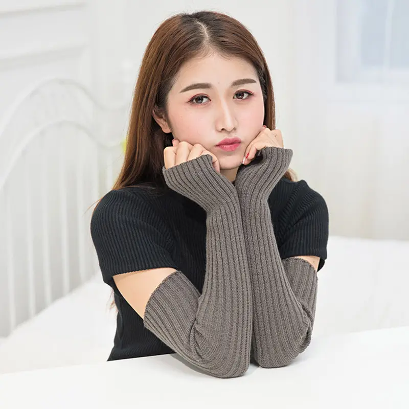 Winter Autumn Long Knitting Gloves For Women Cotton Blend Fingerless Gloves Ladies Elbow Mittens Mittens Gifts Invierno Mujer