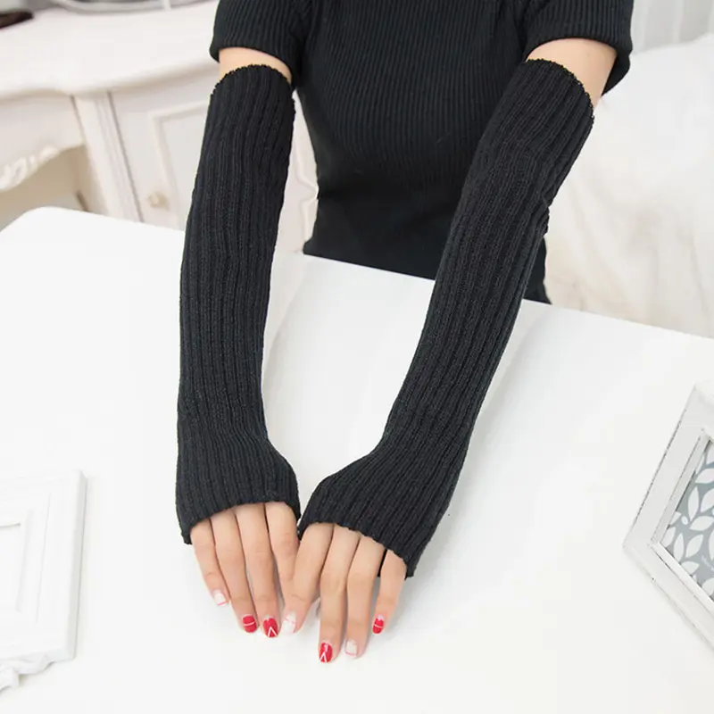 Winter Autumn Long Knitting Gloves For Women Cotton Blend Fingerless Gloves Ladies Elbow Mittens Mittens Gifts Invierno Mujer