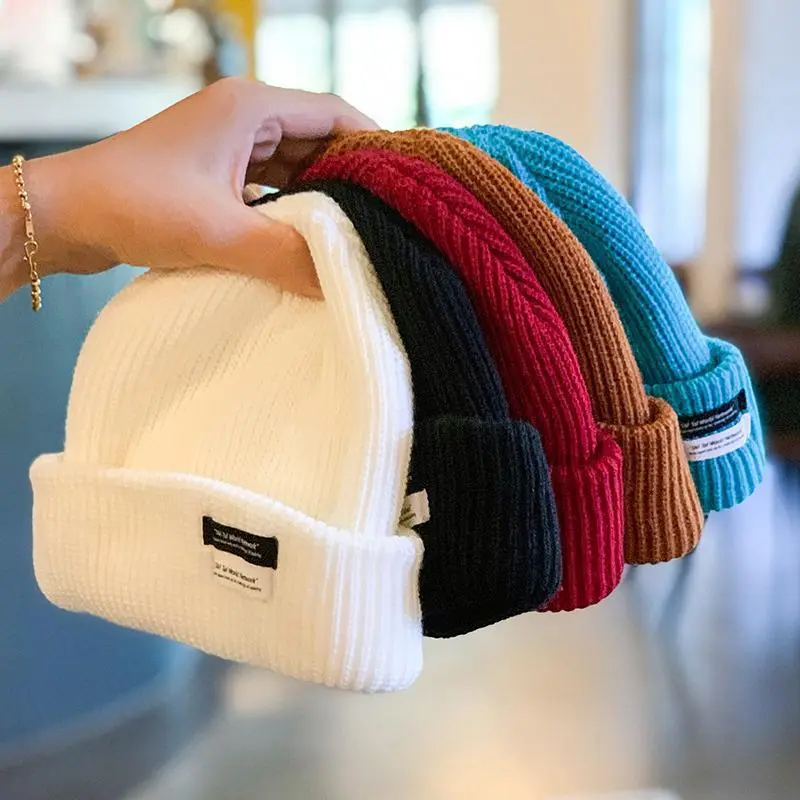 Winter Beanies for Women Men Warm Knit Wool Docker Cap Unisex Retro Hip Hop Dome Skullcap