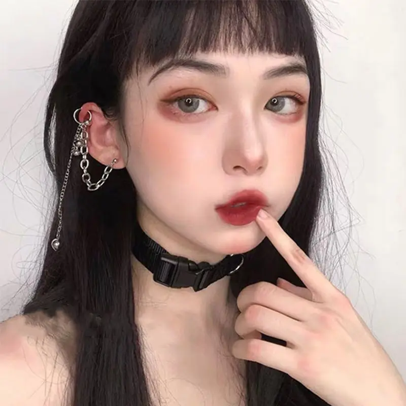 Punk Hip-Hop Silver Color Stud Earrings Unisex Long Tassel Bead Chain Earrings Cool Girls Boys Party Gifts Piercing Ear Jewelry
