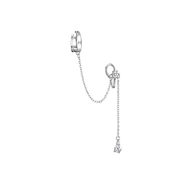 Punk Hip-Hop Silver Color Stud Earrings Unisex Long Tassel Bead Chain Earrings Cool Girls Boys Party Gifts Piercing Ear Jewelry