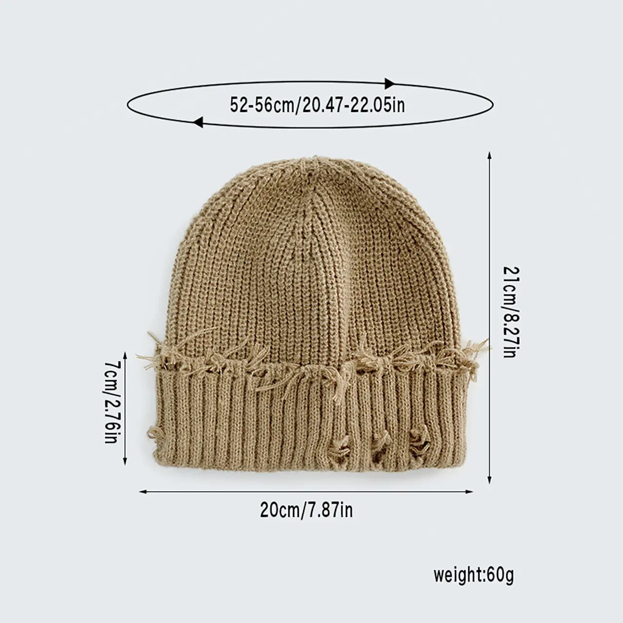 Retro Broken Brim Knitted Hat for Women Men Winter Dilapidated Hole Skullies Beanies Solid Color Hip-Hop Warm Skullcap