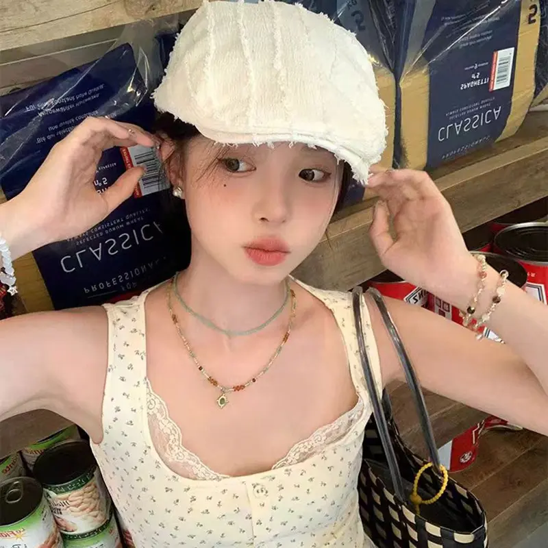 Solid Color Beret Cap for Women Japanese Retro Striped Painter Hat Spring Summer Versatile Thin Newsboy Caps Female Gift