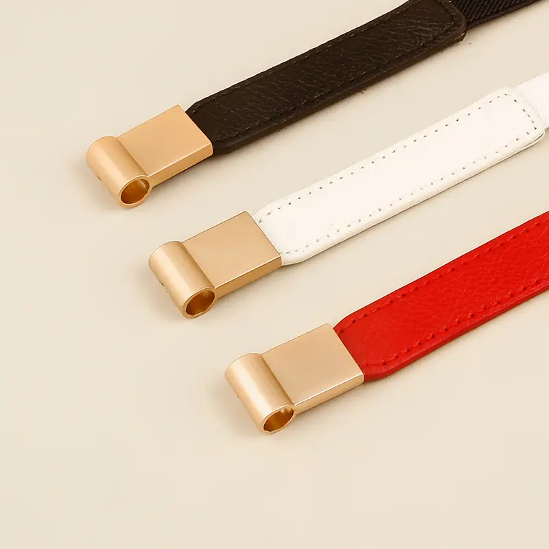New Metal Buckle Elastic Belt for Women Solid Color Stretchy Waistband  Lady Female Dress Shirt Skinny Decorative Waist Strap