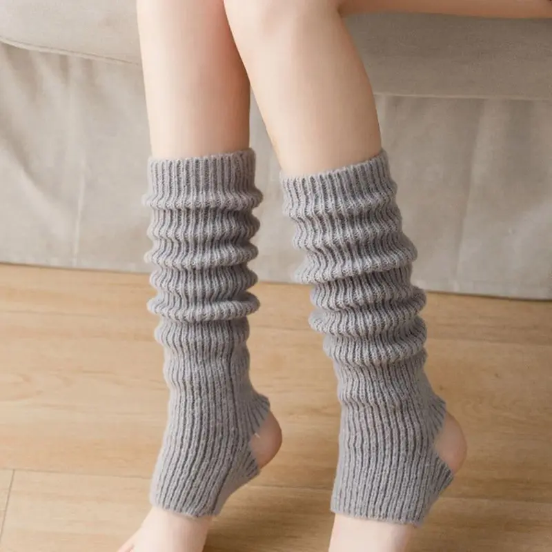Lolita Leg Warmers for Women Winter Warm Knitted JK Sock Sleeves Solid Color JK Uniform Long Socks Y2K Pile Up Socks Foot Cover