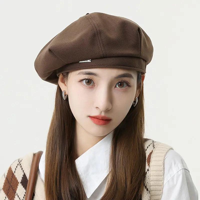 Beret for Women Spring Autumn Solid Color Painter Hat Vintage French Lady Octagonal Cap Girls Newsboy Caps