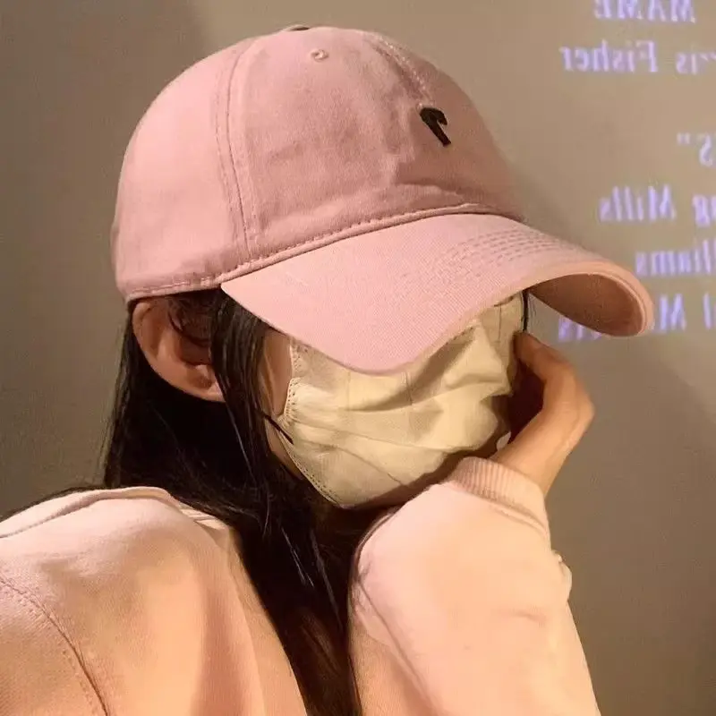 Korean Baseball Cap for Women Embroidery Letter Hip Hop Snapback Cap Summer Solid Color Cotton Unisex Sun Visor Hats