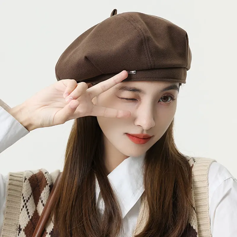 Beret for Women Spring Autumn Solid Color Painter Hat Vintage French Lady Octagonal Cap Girls Newsboy Caps