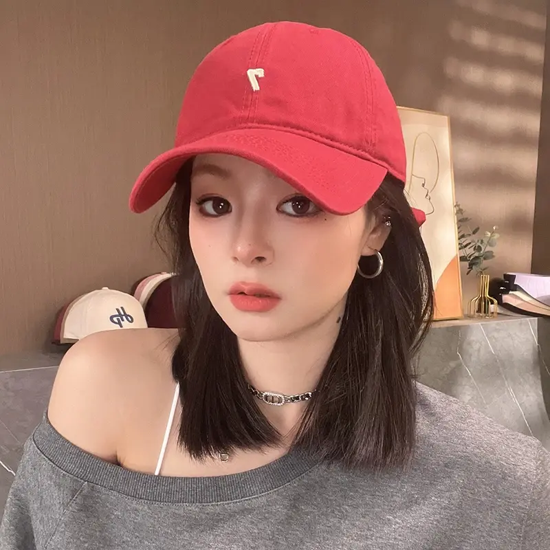 Korean Baseball Cap for Women Embroidery Letter Hip Hop Snapback Cap Summer Solid Color Cotton Unisex Sun Visor Hats