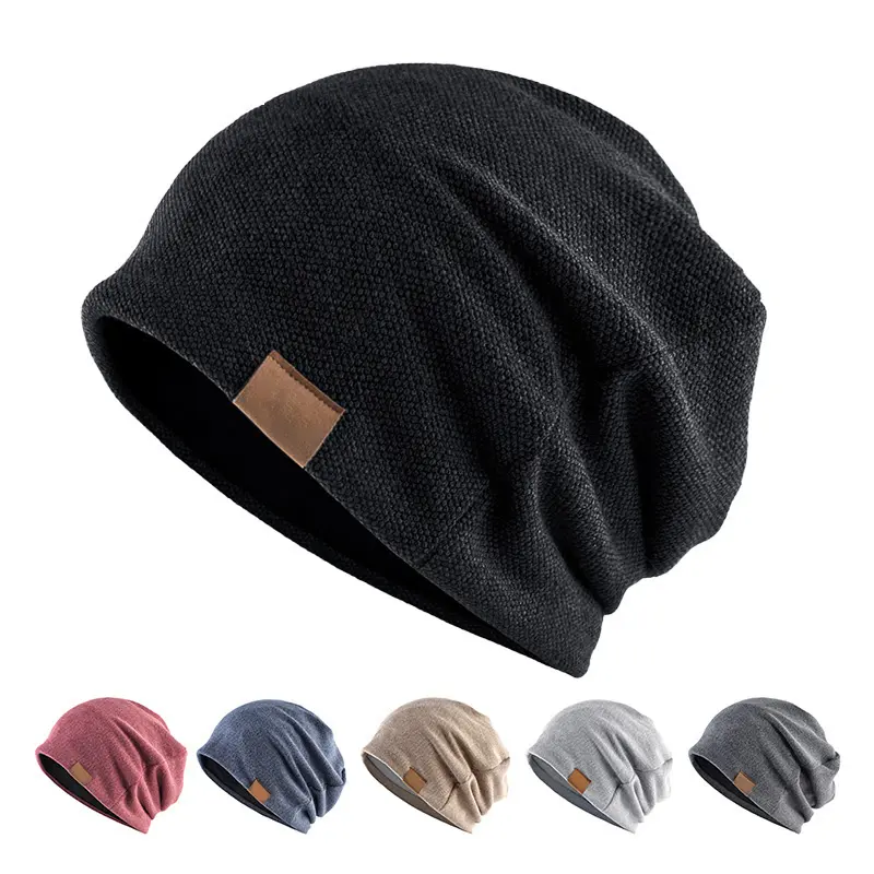 Winter Beanies for Women Men Retro Label Baggy Hat Outdoor Warm Cycling Ski Cap Unisex Hip Hop Slouchy Caps