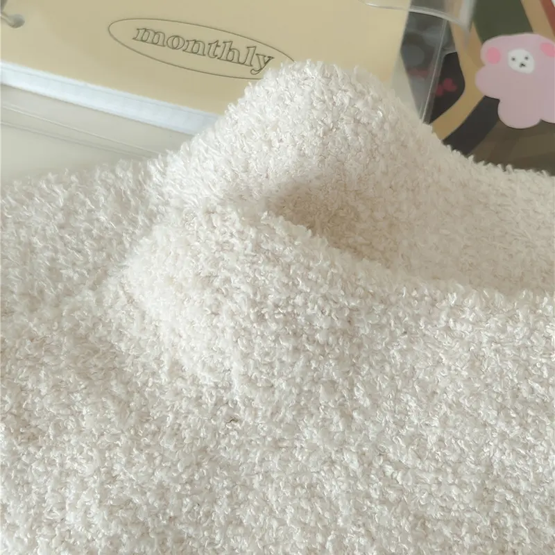 Cute Coral Fleece Socks Women Winter Warm Thicken Plush Indoor Sock Cartoon Big Eye Solid Color Female Floor Socks