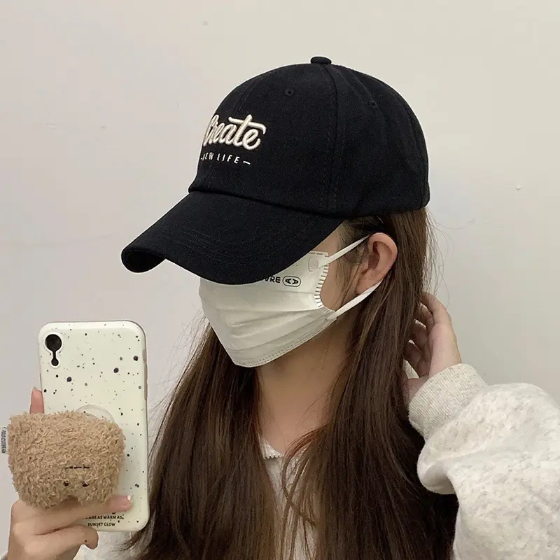 Letter Embroidered Baseball Cap for Women Summer Sunshade Curved Brim Sun Hat Korean Hip Hip Lady Snapback Caps