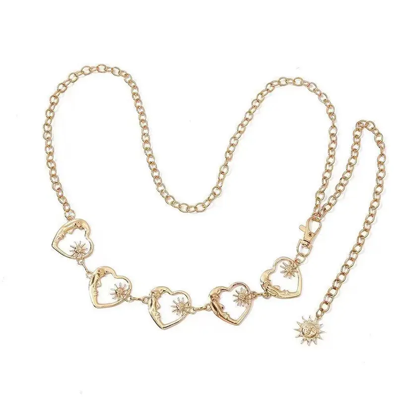 Y2K Love Heart Waist Chain Belt for Women Luxury Metal Tassel Waistband Lady Girls Korean Jeans Dress Decor Waist Strap