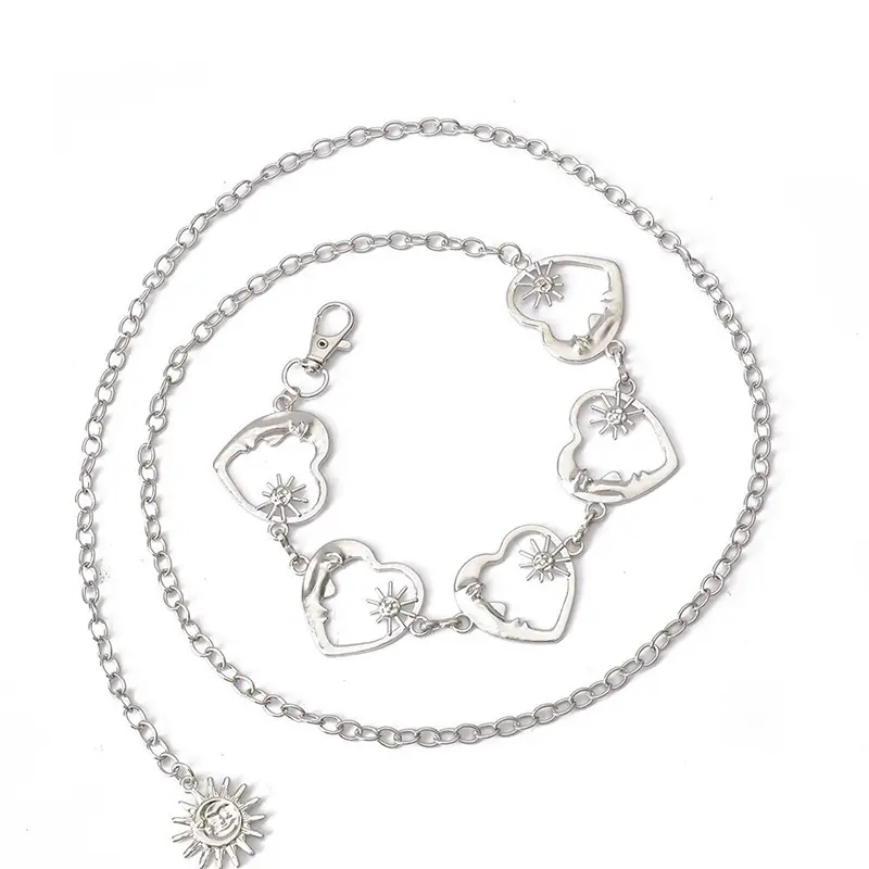 Y2K Love Heart Waist Chain Belt for Women Luxury Metal Tassel Waistband Lady Girls Korean Jeans Dress Decor Waist Strap