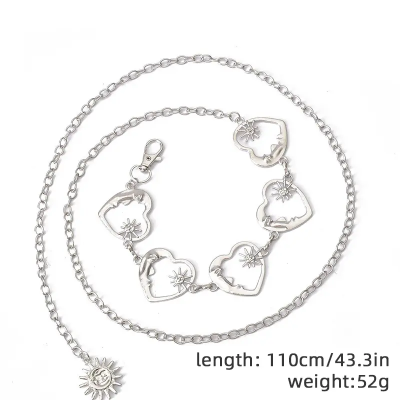 Y2K Love Heart Waist Chain Belt for Women Luxury Metal Tassel Waistband Lady Girls Korean Jeans Dress Decor Waist Strap