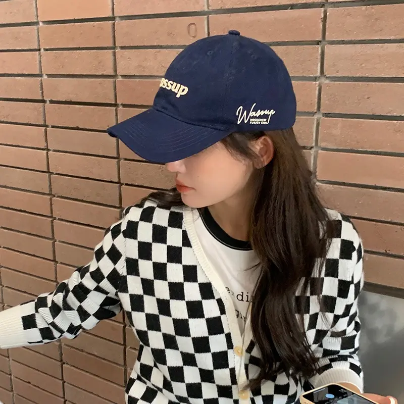 Letter Embroidery Baseball Cap Korean Solid Color Women Snapback Hat Summer Soft Cotton Lady Girls Sun Hats