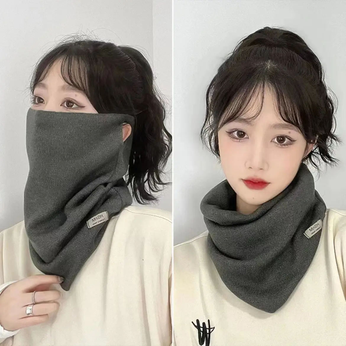 Winter Warm Hanging Ear Mask Scarf for Women Thermal Cycling Neck Cover Outdoor Neck Protection Windproof Headscarf