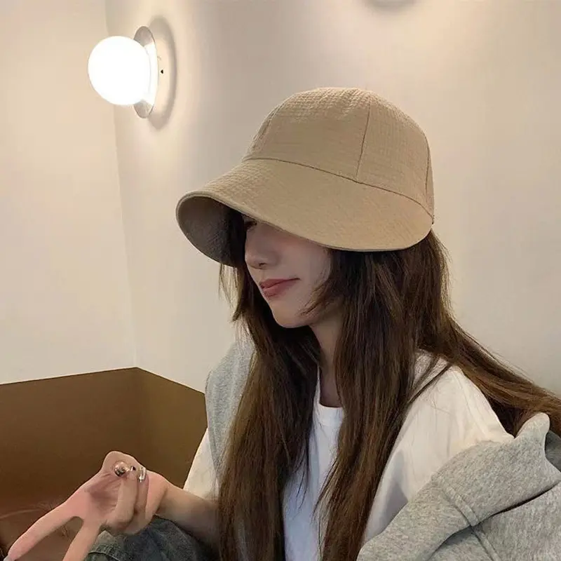 Solid Color Women Fisherman Cap Spring Autumn Big-brim Sun Visor Hat for Female Outdoor Adjustable Baseball Caps Gorras 버킷햇