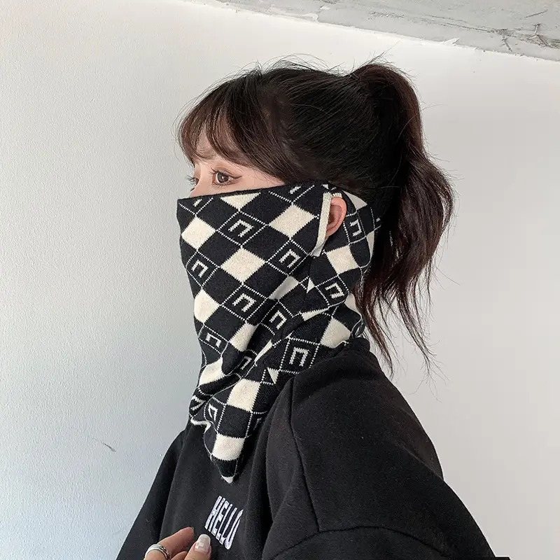 Winter Warm Hanging Ear Mask Scarf for Women Thermal Cycling Neck Cover Outdoor Neck Protection Windproof Headscarf
