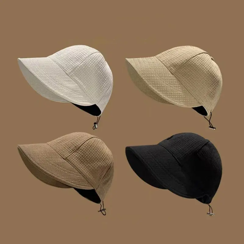 Solid Color Women Fisherman Cap Spring Autumn Big-brim Sun Visor Hat for Female Outdoor Adjustable Baseball Caps Gorras 버킷햇