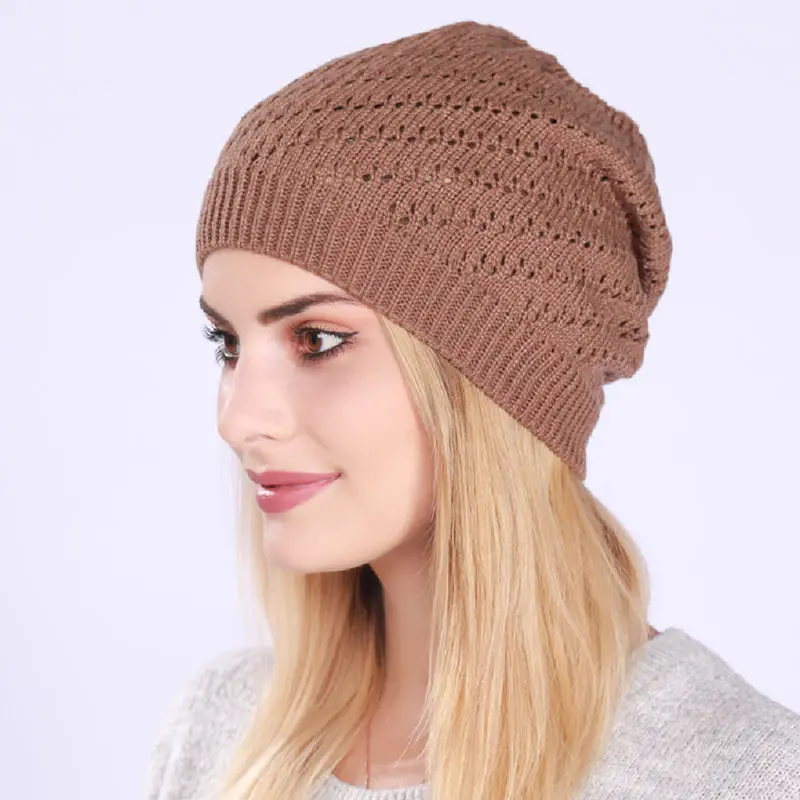 Woman Hip Hop Knitted Hat Women Men Unisex Chunky Cap Winter Warm Slouchy Cap Crochet Ski Beanie Hat Skullies Casual Bonnet