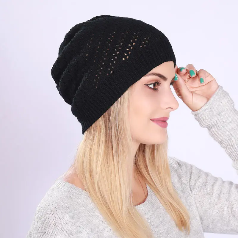 Woman Hip Hop Knitted Hat Women Men Unisex Chunky Cap Winter Warm Slouchy Cap Crochet Ski Beanie Hat Skullies Casual Bonnet