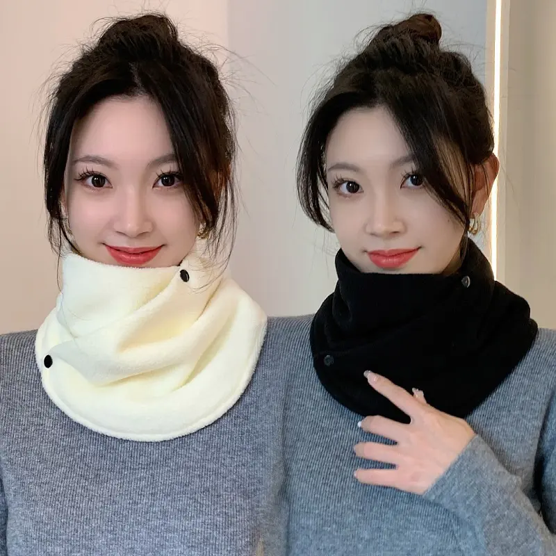 Winter Plush Scarf for Women Thick Warm Polar Fleece Fake Collar Scarves Solid Color Lady Bib Snood Female Neckerchief