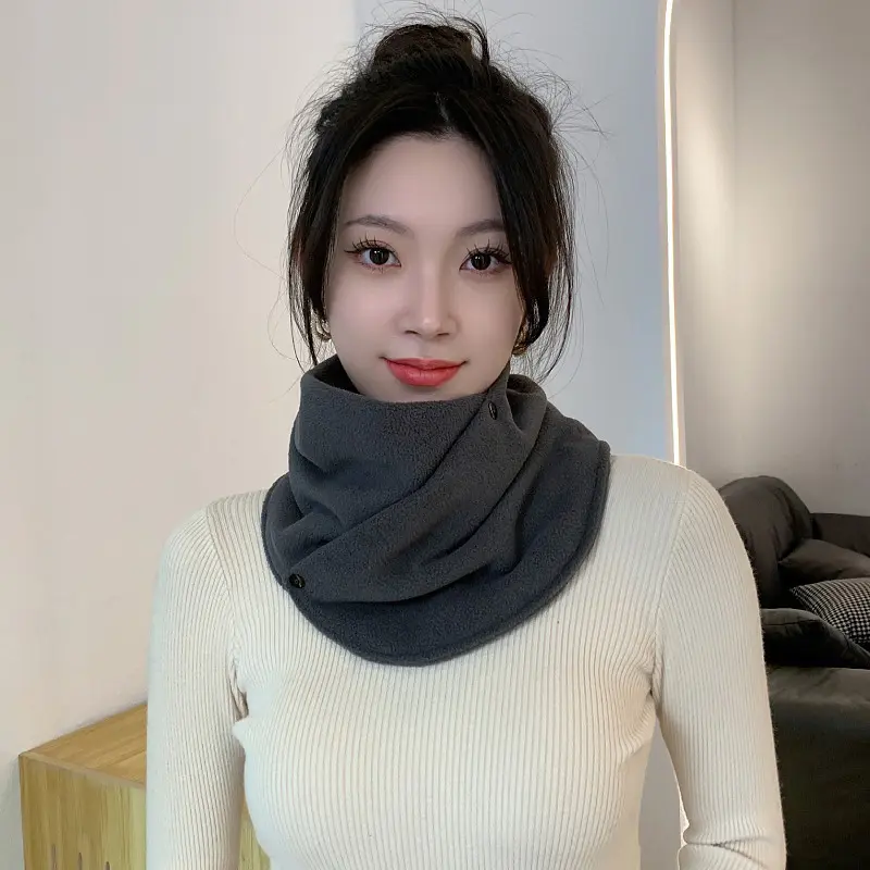 Winter Plush Scarf for Women Thick Warm Polar Fleece Fake Collar Scarves Solid Color Lady Bib Snood Female Neckerchief