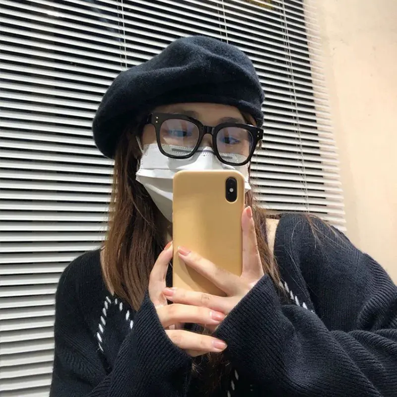 Winter Wool Berets for Women Solid Color Warm Artist Painter Hat Lady Girl Vintage Knitted Octagonal Caps
