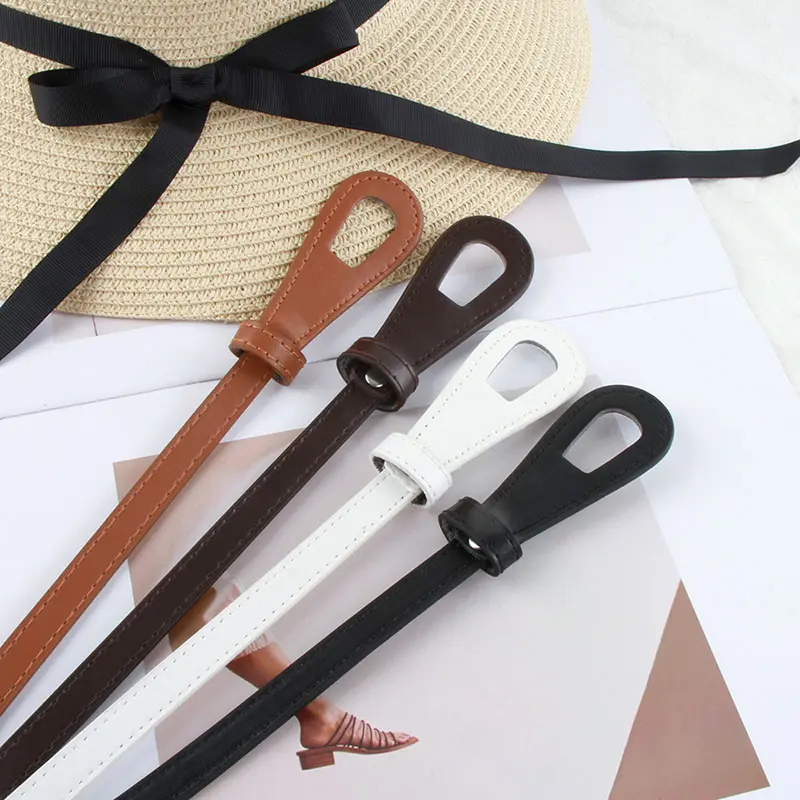 Simple Knotted Belt for Women Korean PU Leather Thin Waistband Elegant Female Coat Dress Decorative Girdles Straps