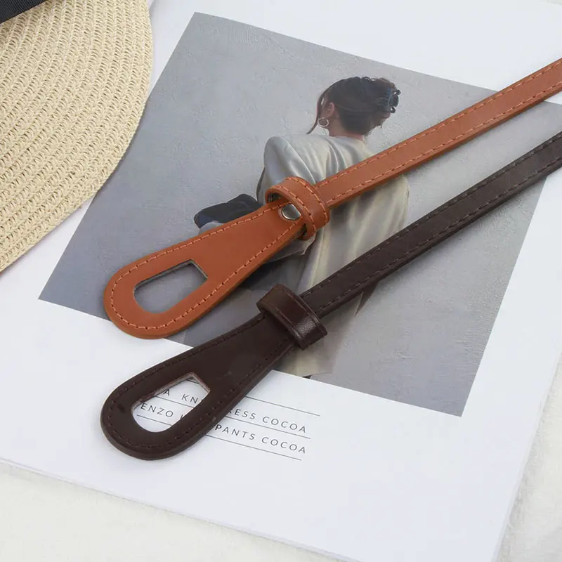 Simple Knotted Belt for Women Korean PU Leather Thin Waistband Elegant Female Coat Dress Decorative Girdles Straps