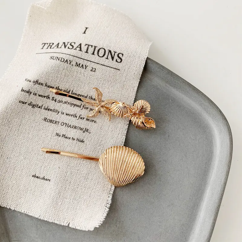 New Fashion Shell Hair Clips For Women Girls Sweet Gold Color Hairpins Barrette Simple Lady Headwear Hair Accessories