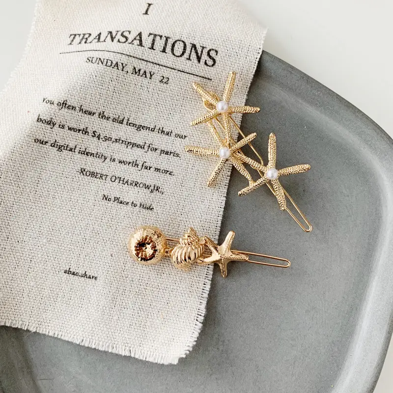 New Fashion Shell Hair Clips For Women Girls Sweet Gold Color Hairpins Barrette Simple Lady Headwear Hair Accessories