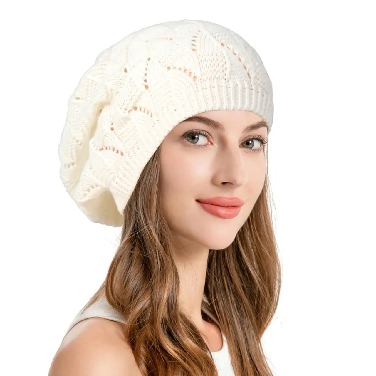 Winter Knitted Hat for Women Solid Color Twist Crochet Pullover Cap Korean Slouchy Baggy Beanies Female Berets