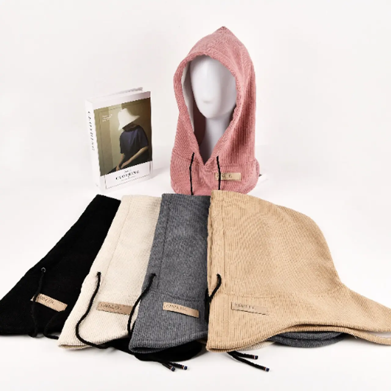 Winter Warm Knitted Balaclava Hat for Women Floral Design Hooded Beanies  3-in-1 Mask Neck Warmer Cycling Caps