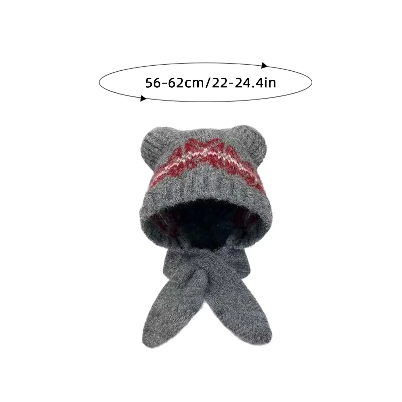 Winter Warm Knitted Hat for Women Cute Cat Ear Jacquard Wool Blended Cap Korean Ear Protection Pullover Caps