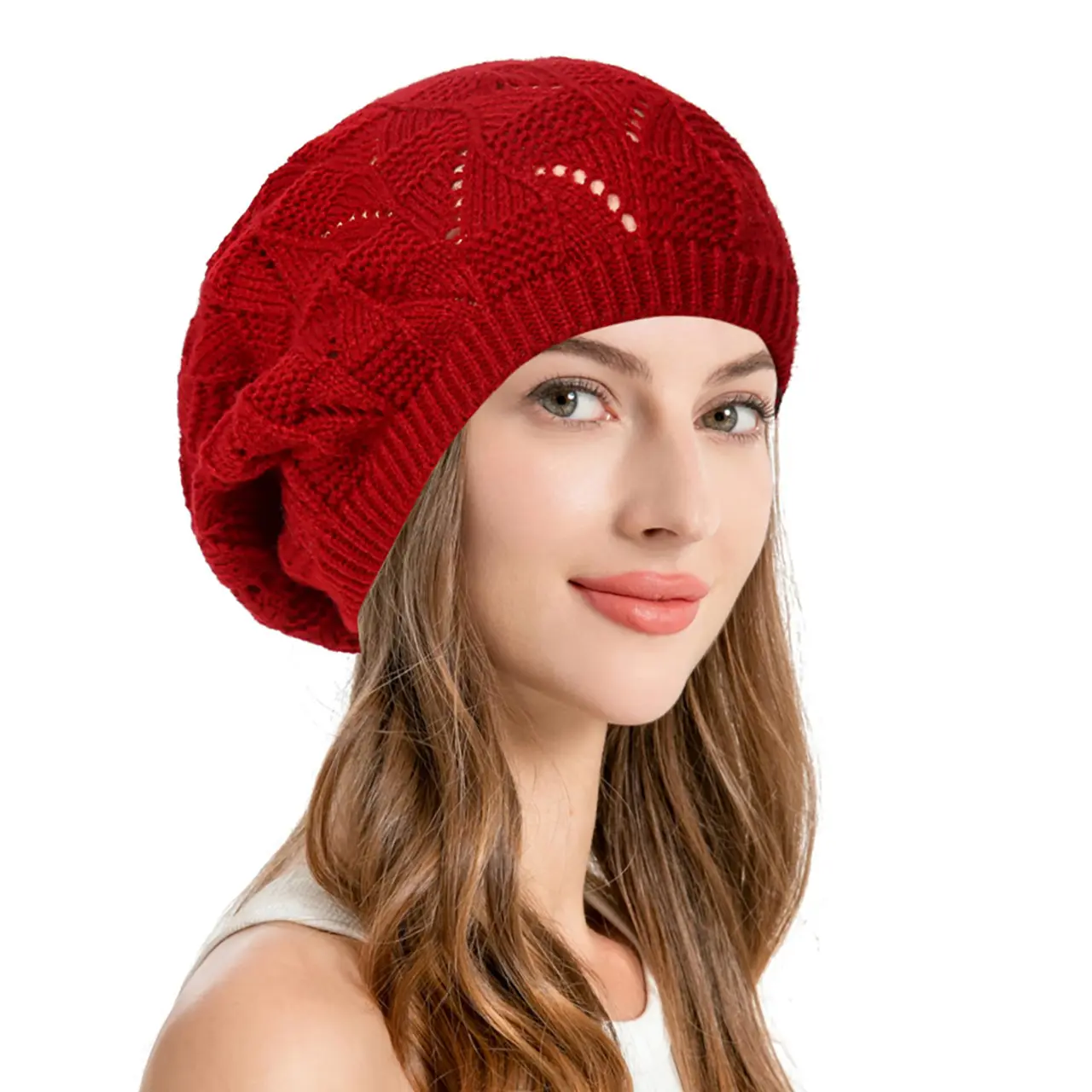 Winter Knitted Hat for Women Solid Color Twist Crochet Pullover Cap Korean Slouchy Baggy Beanies Female Berets