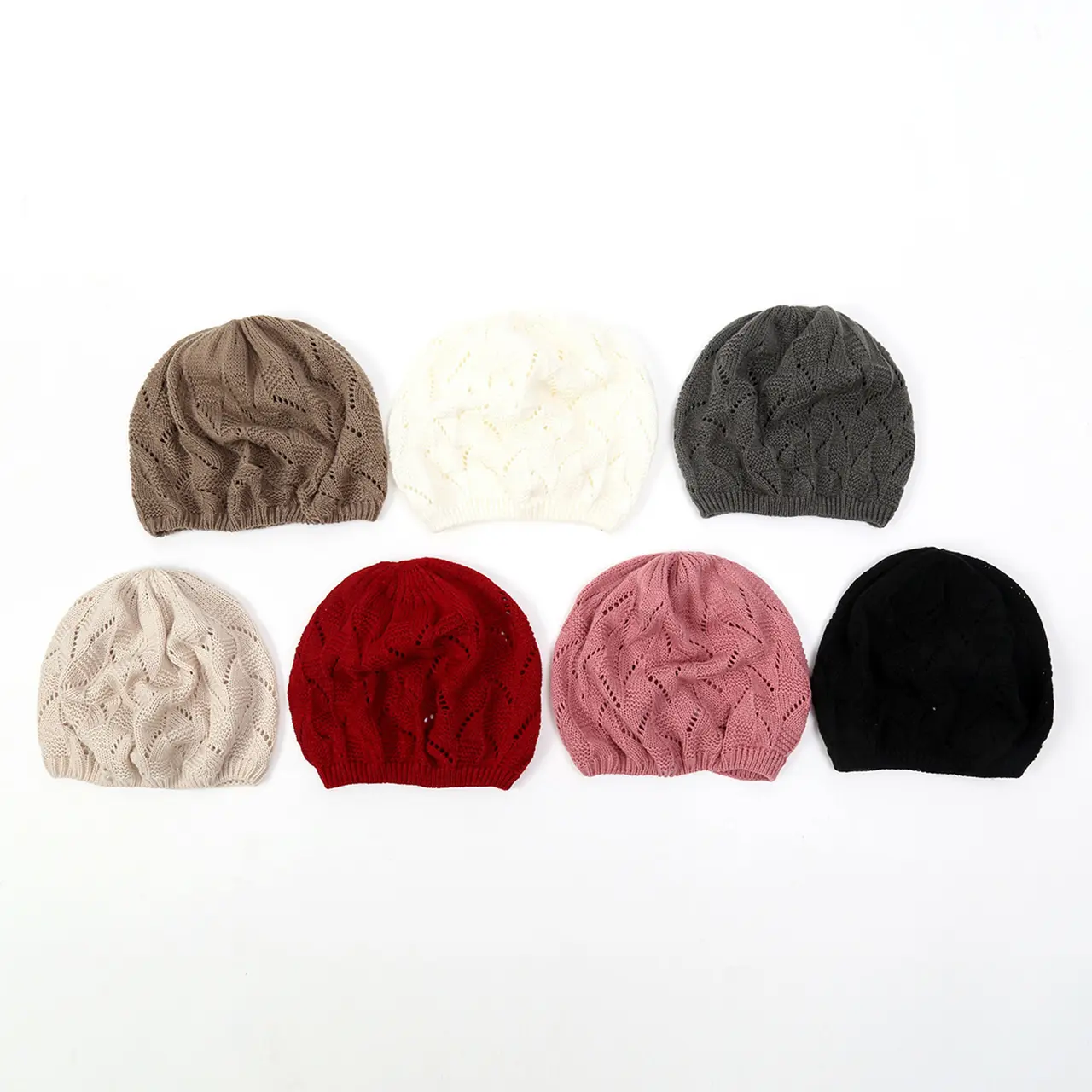 Winter Knitted Hat for Women Solid Color Twist Crochet Pullover Cap Korean Slouchy Baggy Beanies Female Berets