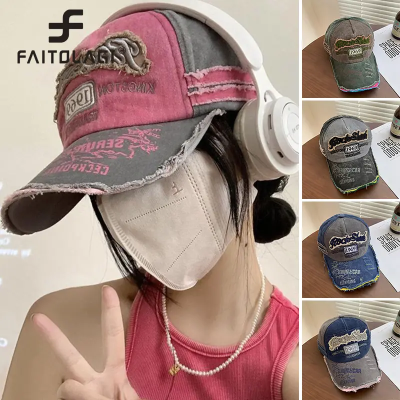 Retro Washed Baseball Cap Men Women Hip Hop Letter Embroidered Snapback Cap Spring Summer Casual Vintage Dad Hats