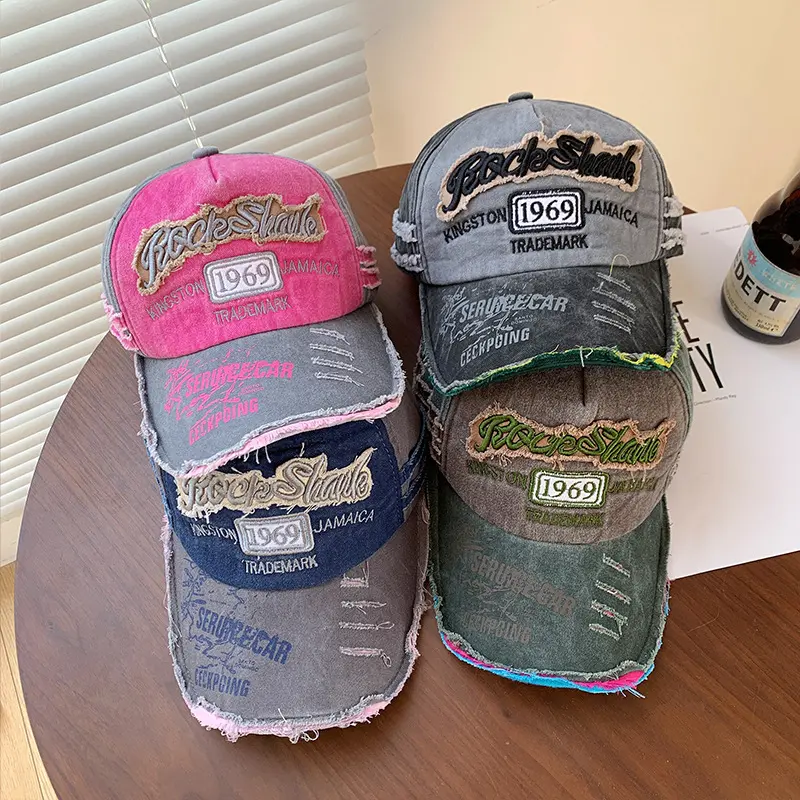 Retro Washed Baseball Cap Men Women Hip Hop Letter Embroidered Snapback Cap Spring Summer Casual Vintage Dad Hats