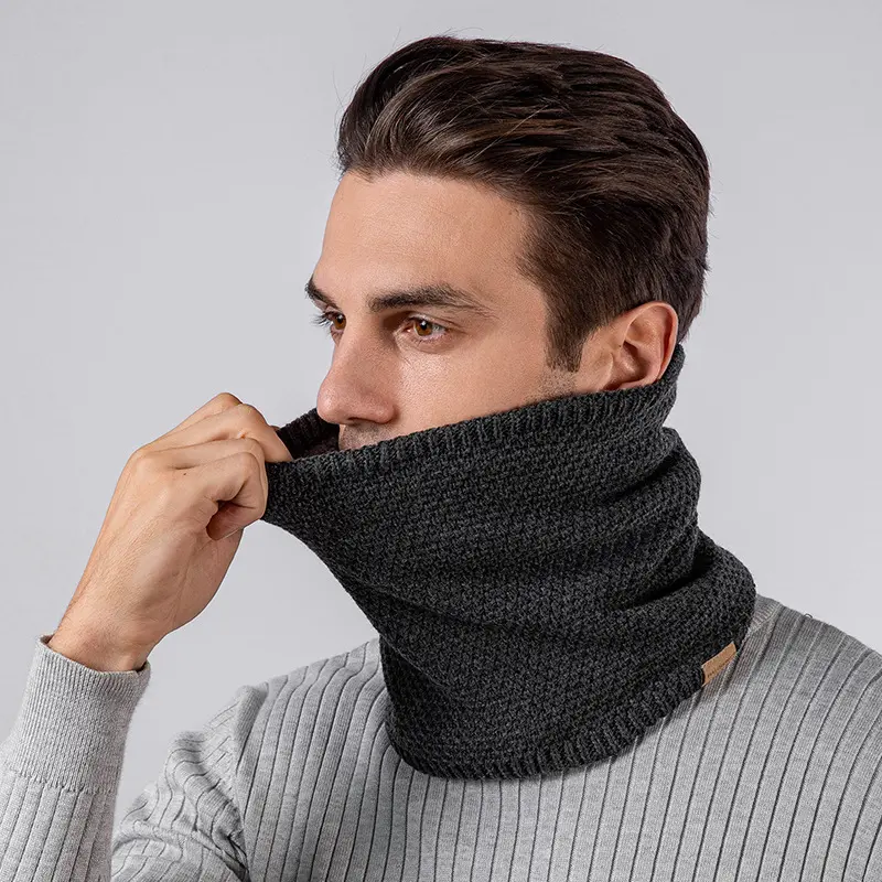 Winter Plush Scarf for Women Men Solid Thicken Fleece Muffler Outdoor Windproof Unisex Cycling Skiing Neck Warmer Ring Scarves