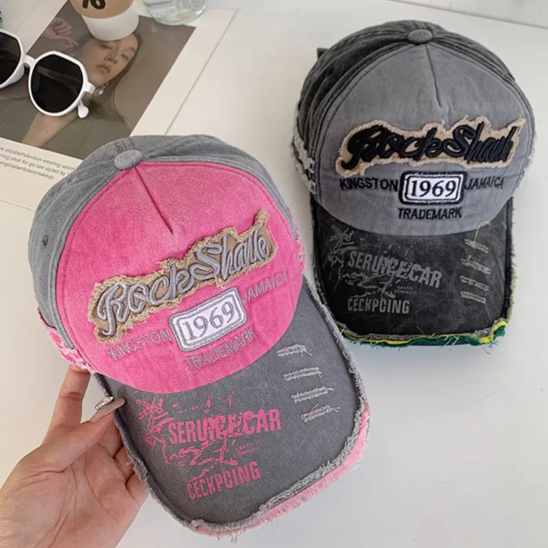 Retro Washed Baseball Cap Men Women Hip Hop Letter Embroidered Snapback Cap Spring Summer Casual Vintage Dad Hats